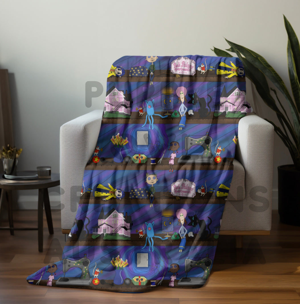 Blue Hair and Buttons Blankets