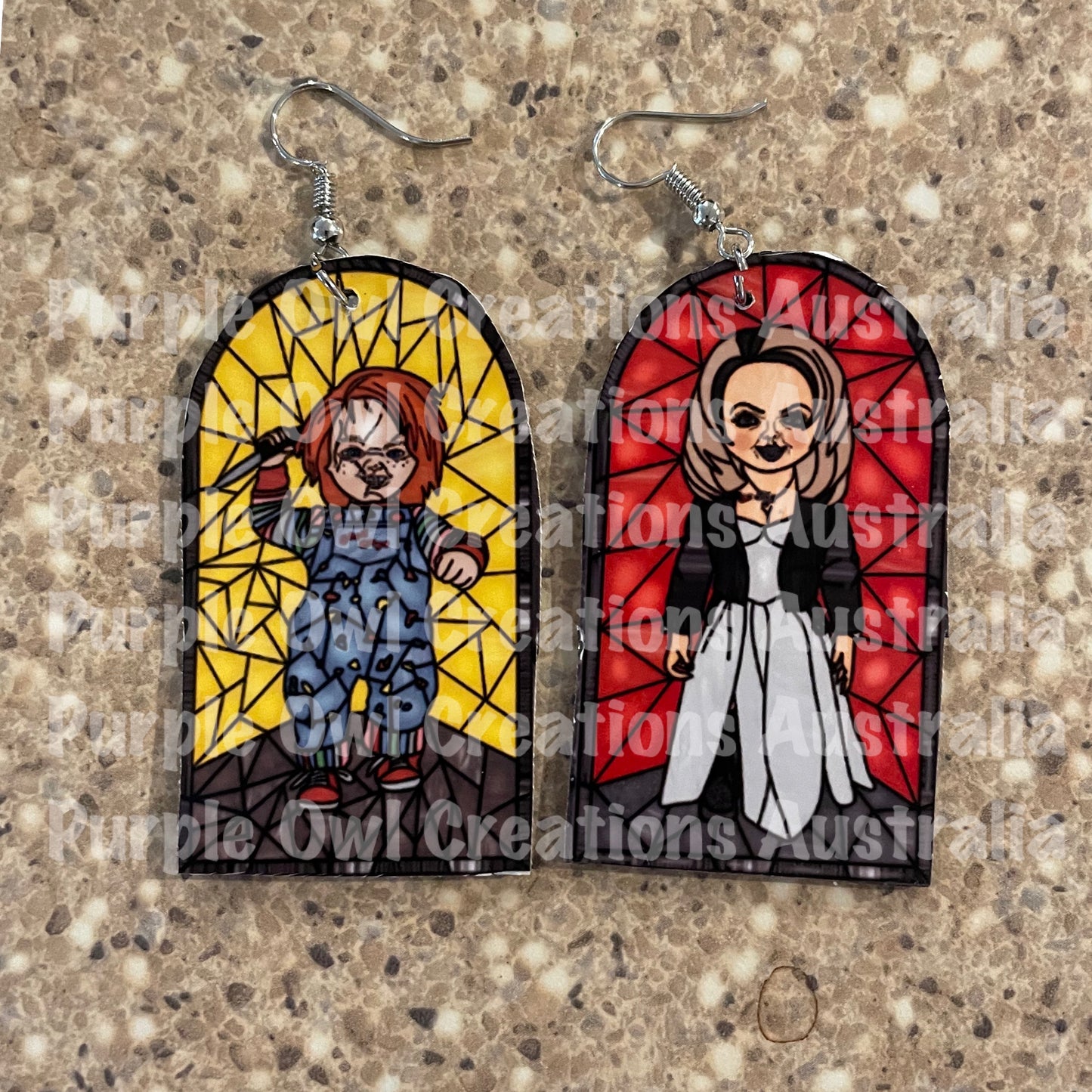 Earrings Inspired By Horror Stained Glass Windows