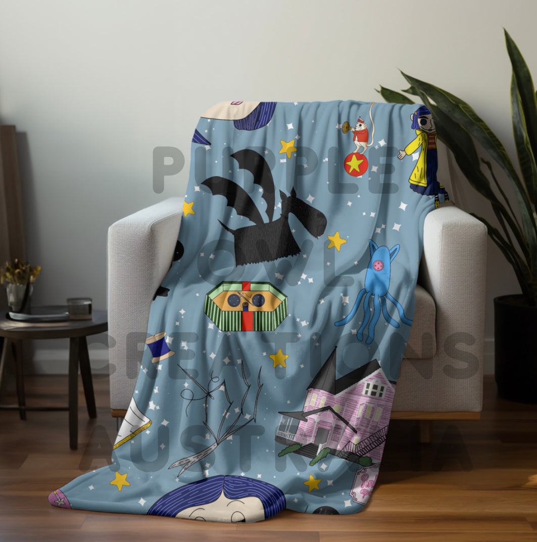 Blue Hair and Buttons Blankets