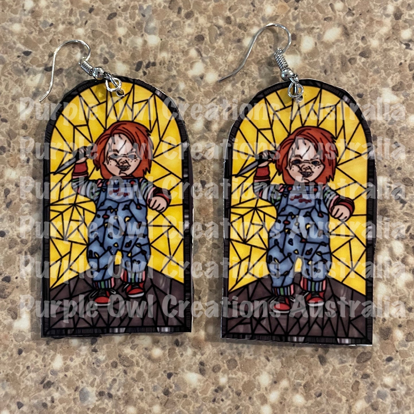 Earrings Inspired By Horror Stained Glass Windows