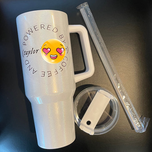 Powered by Taylor and Coffee 40z Tumbler